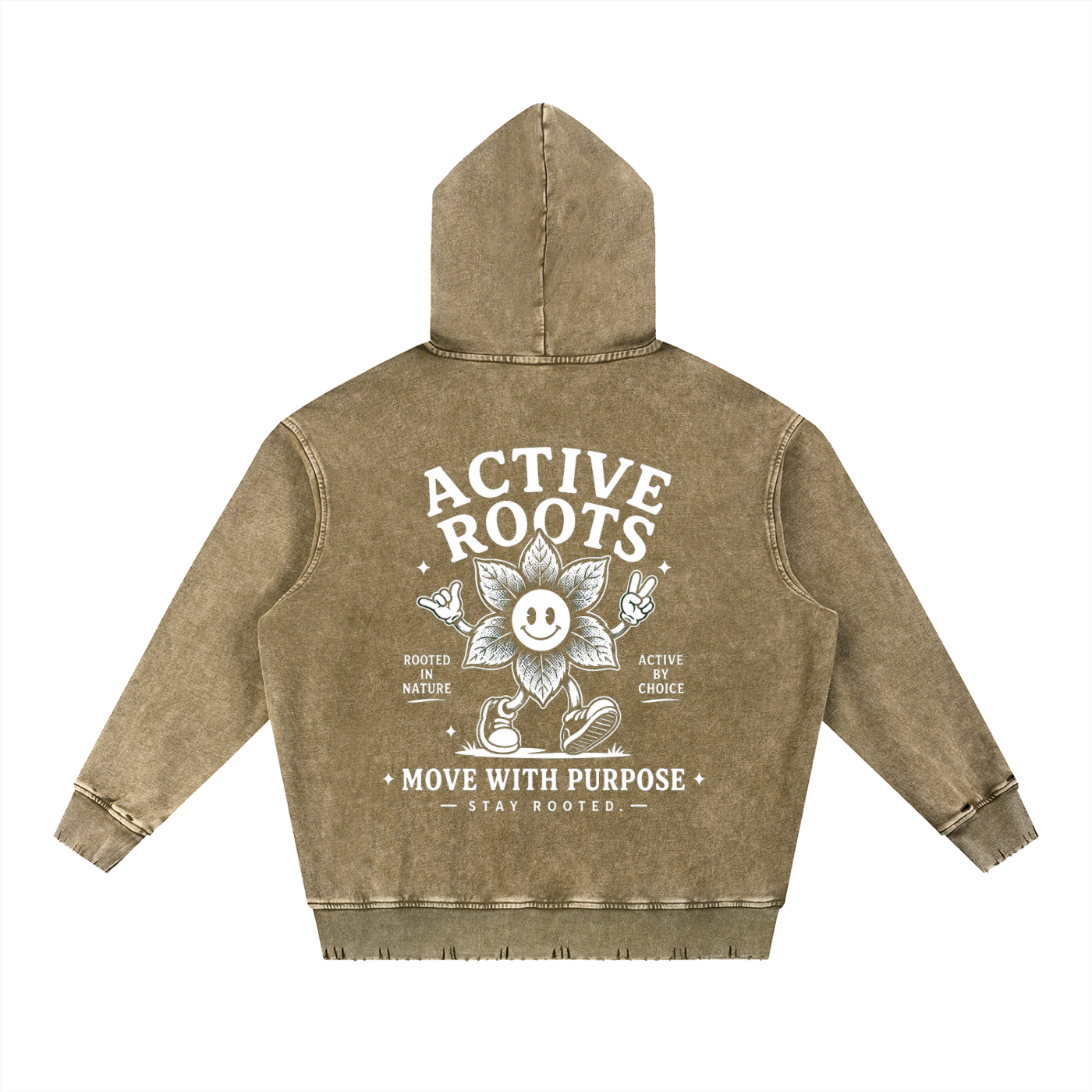 Flowered Snow Wash Hand-Frayed Heavyweight Hoodie