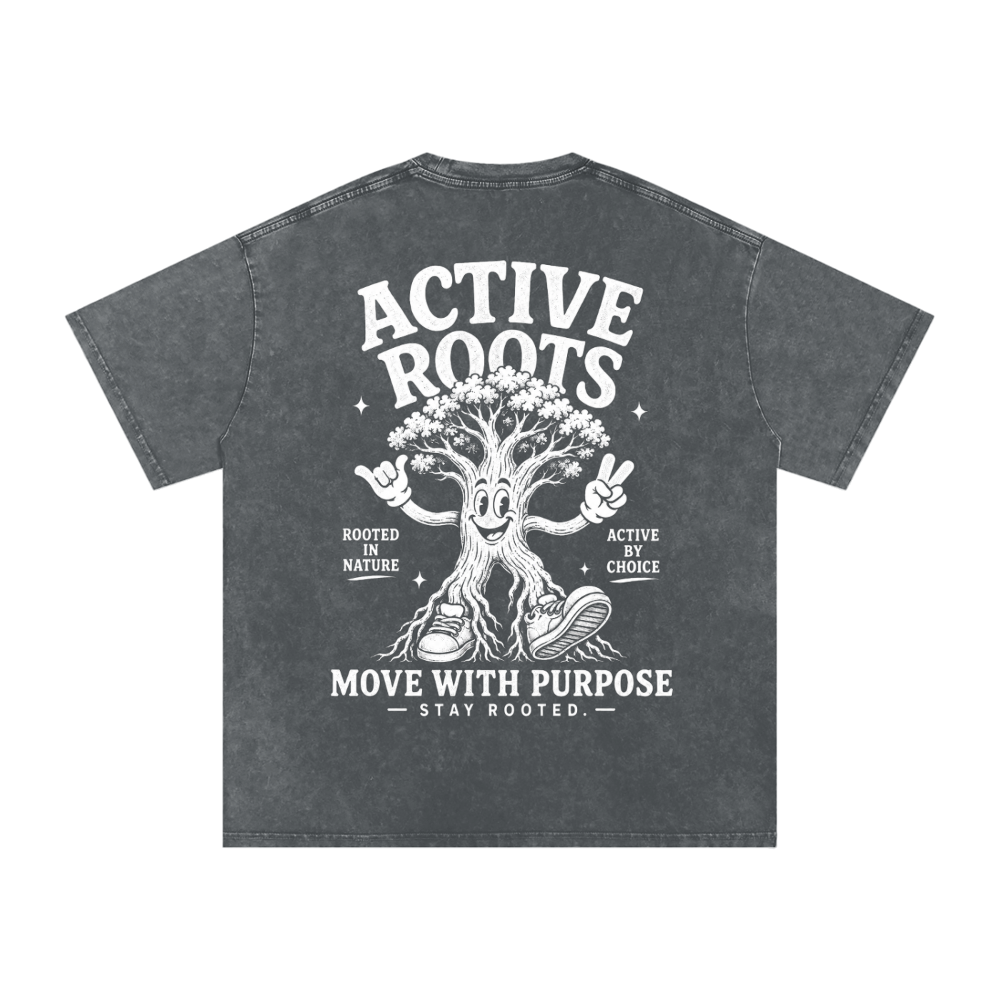 Rooted Snow Washed Oversized Cotton T-Shirt