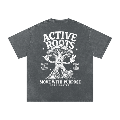 Rooted Snow Washed Oversized Cotton T-Shirt