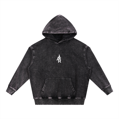 Flowered Snow Wash Hand-Frayed Heavyweight  Hoodie