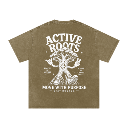 Rooted Snow Washed Oversized Cotton T-Shirt