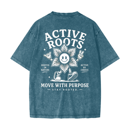 Flowered Heavyweight Snow Washed T-Shirt