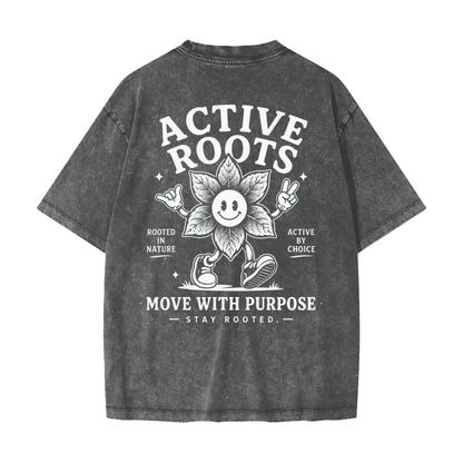 Flowered Heavyweight Snow Washed T-Shirt