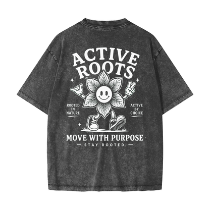 Flowered Heavyweight Snow Washed T-Shirt