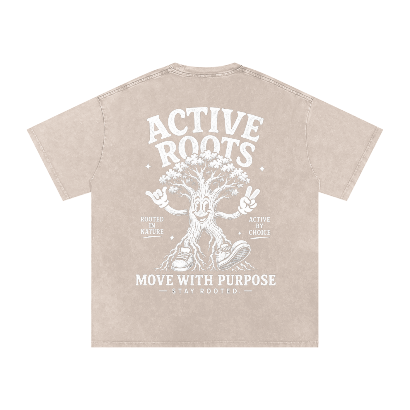 Rooted Snow Washed Oversized Cotton T-Shirt