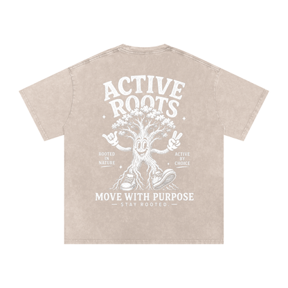 Rooted Snow Washed Oversized Cotton T-Shirt