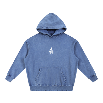 Flowered Snow Wash Hand-Frayed Heavyweight  Hoodie