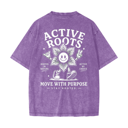 Flowered Heavyweight Snow Washed T-Shirt