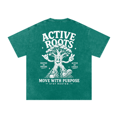 Rooted Snow Washed Oversized Cotton T-Shirt