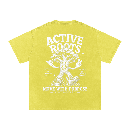 Rooted Snow Washed Oversized Cotton T-Shirt