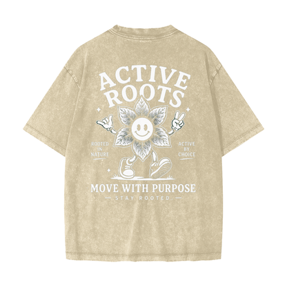 Flowered Heavyweight Snow Washed T-Shirt