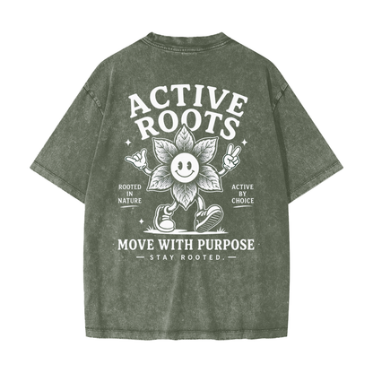 Flowered Heavyweight Snow Washed T-Shirt