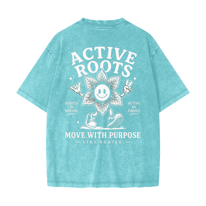 Flowered Heavyweight Snow Washed T-Shirt