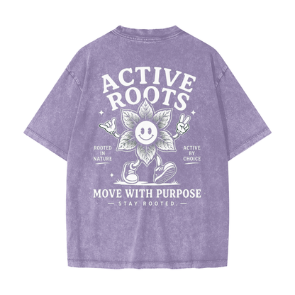 Flowered Heavyweight Snow Washed T-Shirt