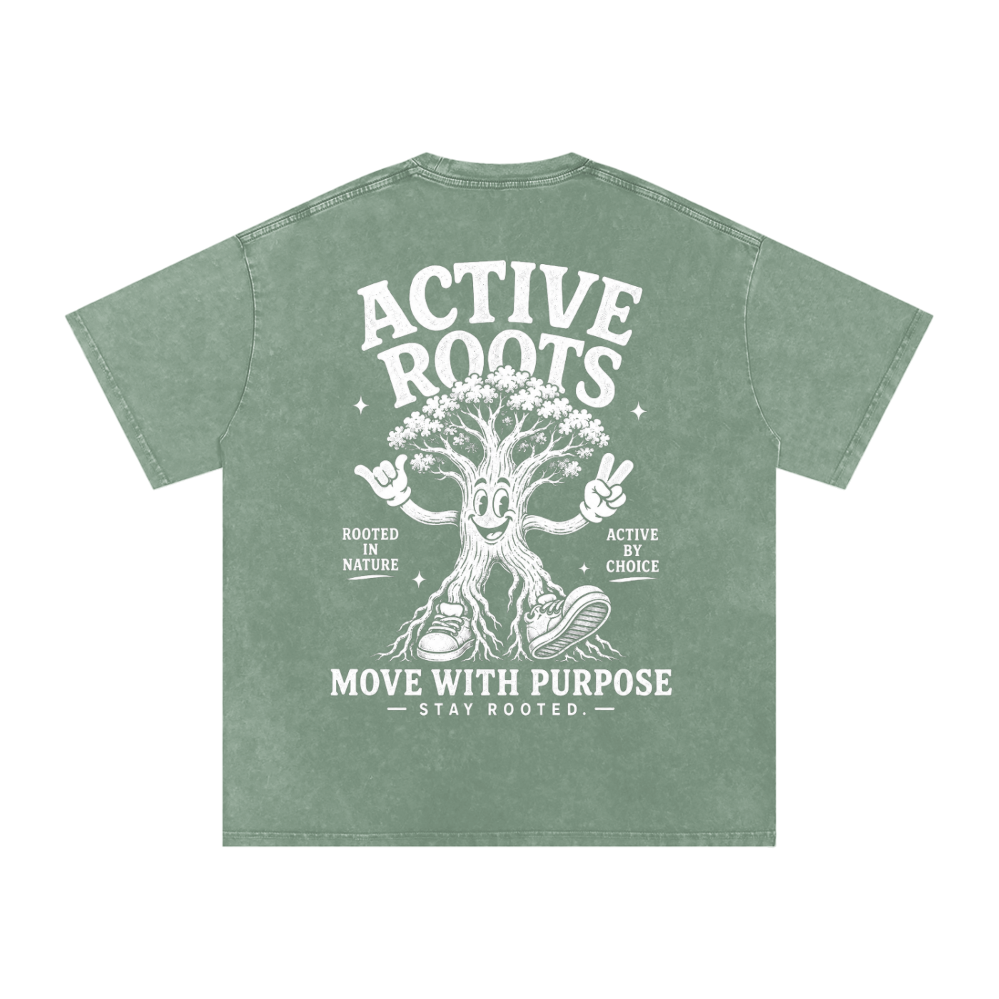 Rooted Snow Washed Oversized Cotton T-Shirt