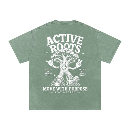 Rooted Snow Washed Oversized Cotton T-Shirt