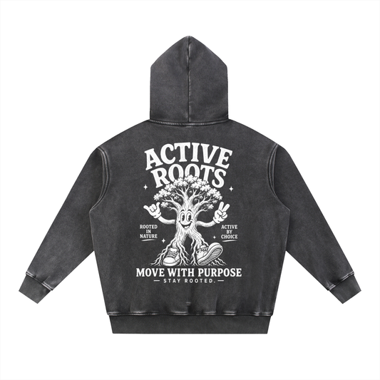 Rooted Snow Wash Fleece Oversize Hoodie