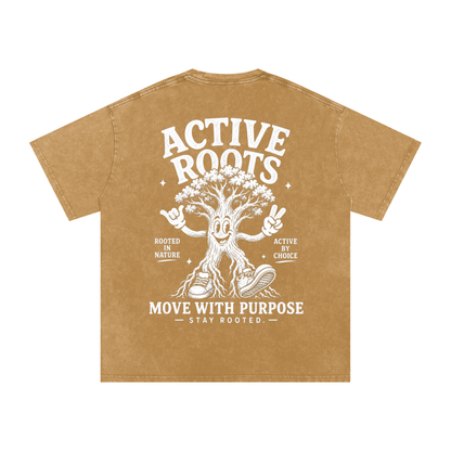 Rooted Snow Washed Oversized Cotton T-Shirt
