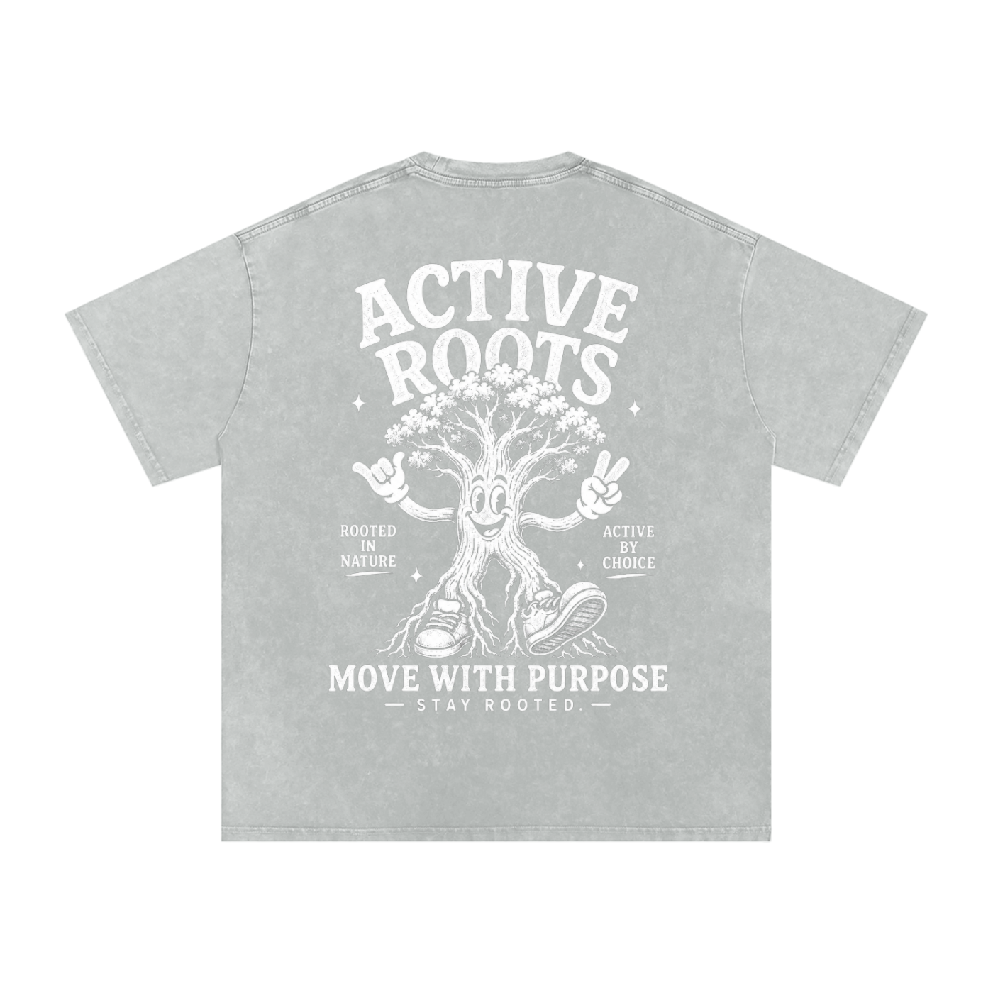 Rooted Snow Washed Oversized Cotton T-Shirt
