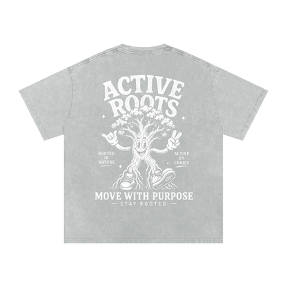 Rooted Snow Washed Oversized Cotton T-Shirt