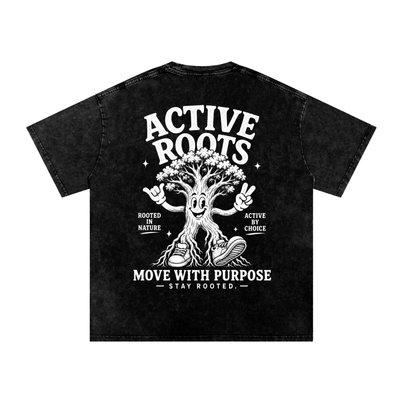 Rooted Snow Washed Oversized Cotton T-Shirt