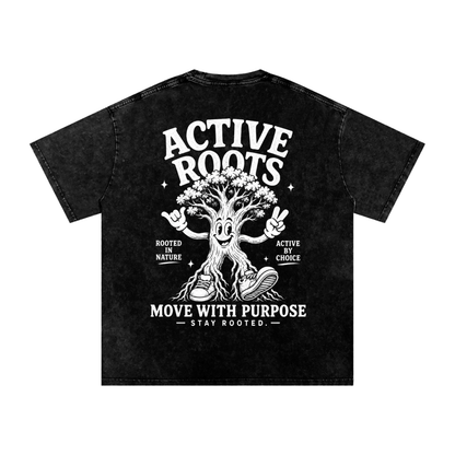 Rooted Snow Washed Oversized Cotton T-Shirt