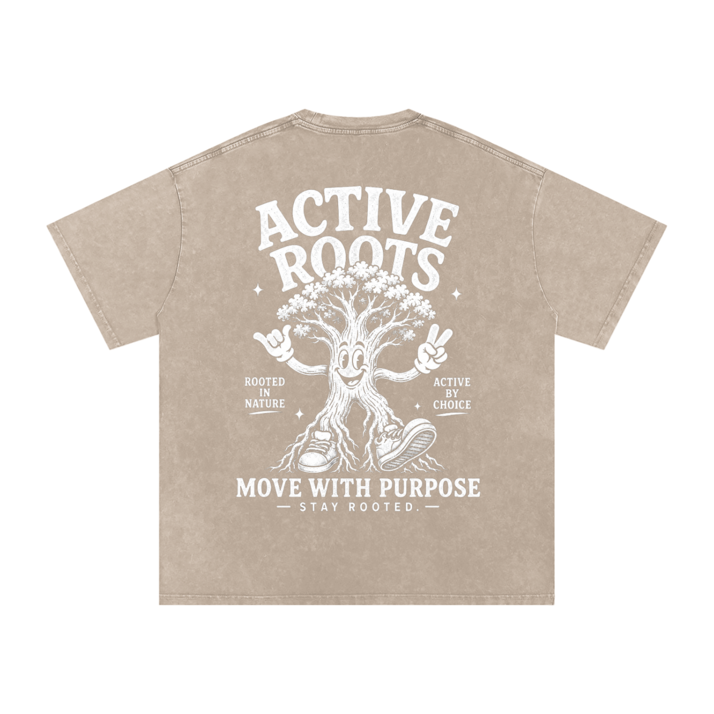Rooted Snow Washed Oversized Cotton T-Shirt
