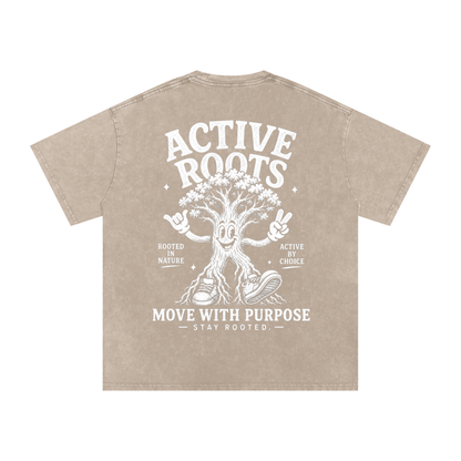Rooted Snow Washed Oversized Cotton T-Shirt