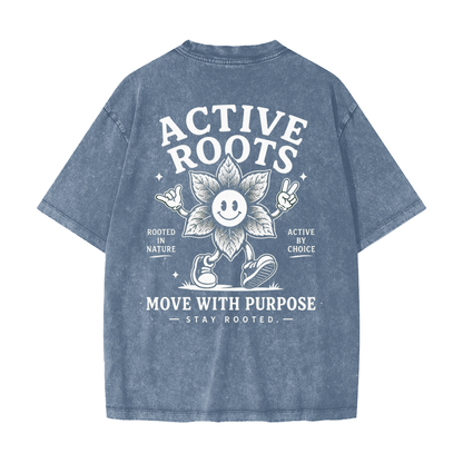 Flowered Heavyweight Snow Washed T-Shirt