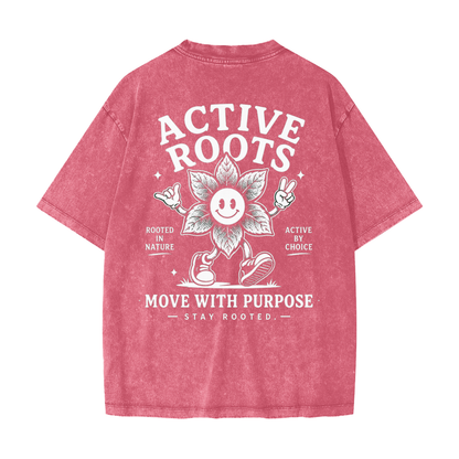 Flowered Heavyweight Snow Washed T-Shirt