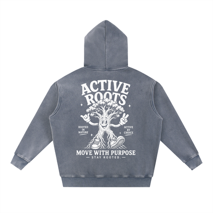 Rooted Snow Wash Fleece Oversize Hoodie
