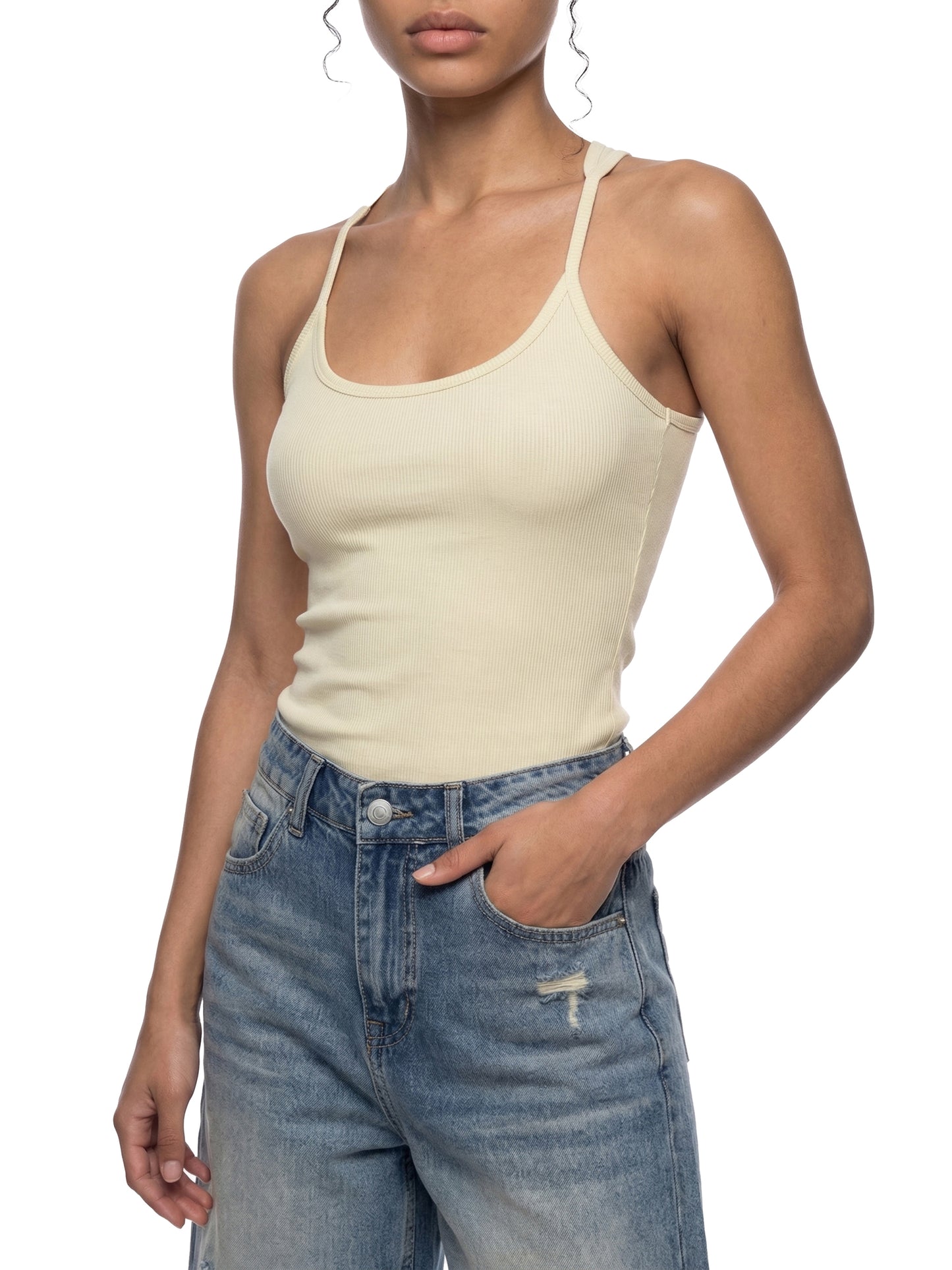 Womens Slim Fit Ribbed Racerback Tank Top